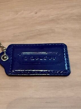 Coach Patent Leather Bag Charm Keychain in Deep Blue